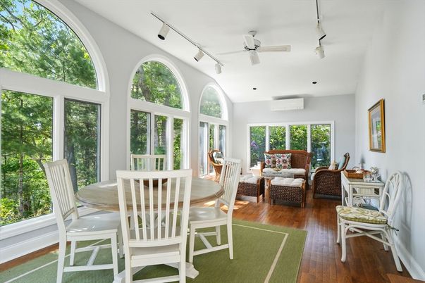 Dining room, Interior, Living room, Sun Room, Wood Texture Flooring