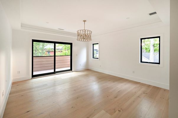 Empty room, Interior, Pendant Lights, Recessed Lighting, Wood Texture Flooring