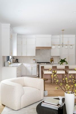 Interior, Kitchen, Living room, Recessed Lighting, Stainless Steel Appliances, Wood Texture Flooring