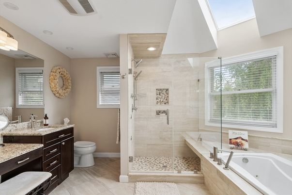 Bathroom, Glass Shower, Interior, Recessed Lighting