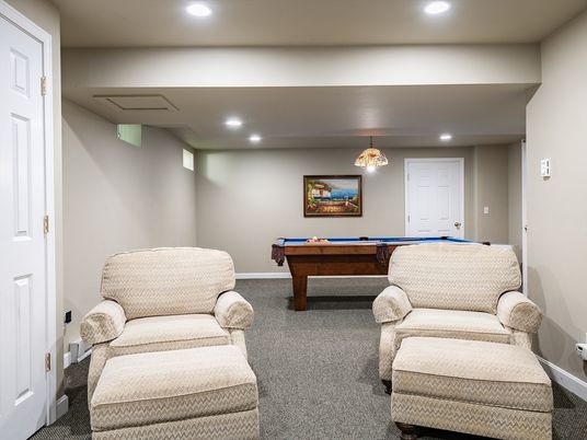Billiard Table, Game Room, Interior, Recessed Lighting