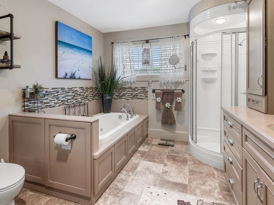 Bathroom, Glass Shower, Interior, Recessed Lighting