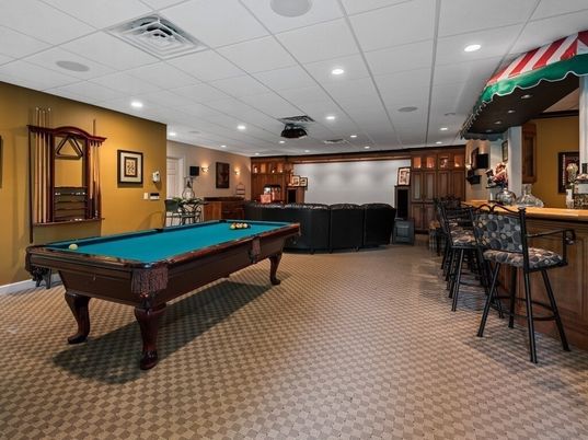 Billiard Table, Game Room, Interior, Recessed Lighting
