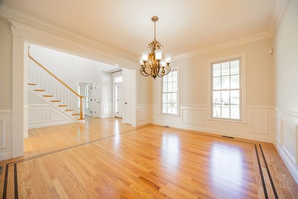 Chandelier, Empty room, Interior, Wood Texture Flooring