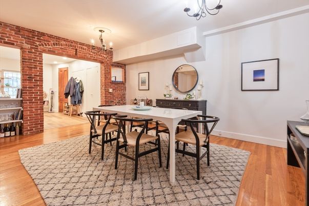 Chandelier, Dining room, Interior, Stone Walls, Wood Texture Flooring