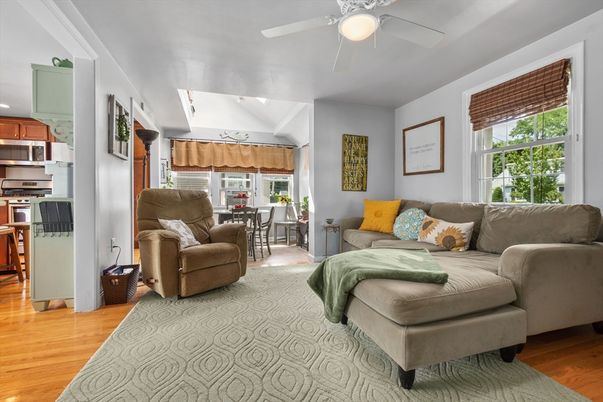 Dining room, Interior, Kitchen, Living room, Stainless Steel Appliances, Wood Texture Flooring