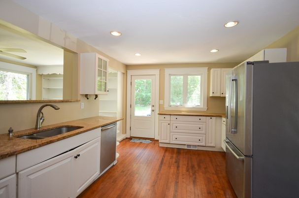 Interior, Kitchen, Recessed Lighting, Wood Texture Flooring