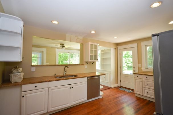 Interior, Kitchen, Recessed Lighting, Wood Texture Flooring