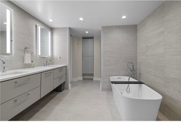 Bathroom, Dual Sink Vanities, Free Standing Baths, Interior, Recessed Lighting