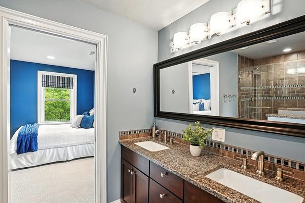 Bathroom, Bedroom, Dual Sink Vanities, Glass Shower, Interior, Recessed Lighting