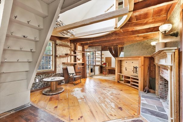 Fireplace, Interior, Wooden Beams, Wood Texture Flooring, Wooden Walls