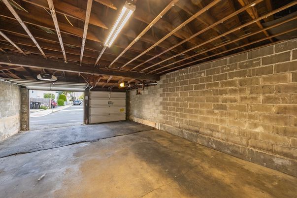 Garage, Interior, Stone Walls, Wooden Beams