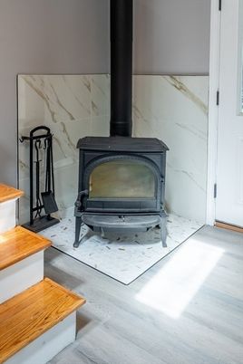 Fireplace, Interior, Marble, Marble Walls, Wood Texture Flooring