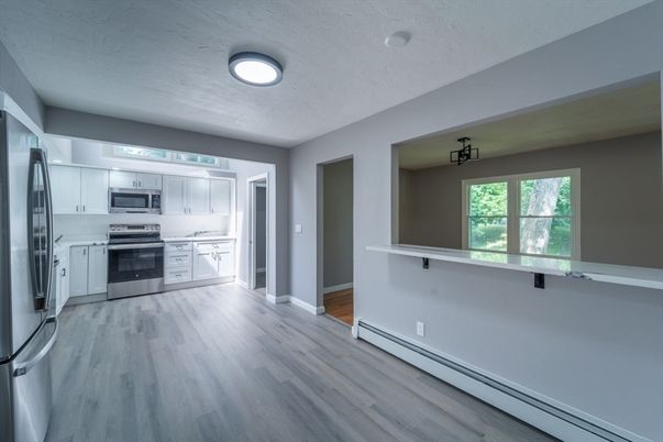 Interior, Kitchen, Stainless Steel Appliances, Wood Texture Flooring