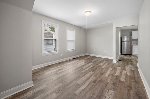 Empty room, Interior, Stainless Steel Appliances, Wood Texture Flooring