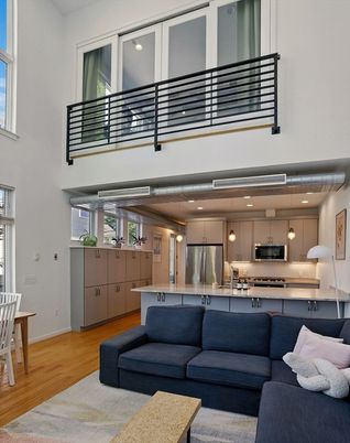 Interior, Kitchen, Living room, Pendant Lights, Recessed Lighting, Stainless Steel Appliances, Wood Texture Flooring