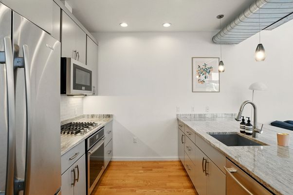 Interior, Kitchen, Pendant Lights, Recessed Lighting, Wood Texture Flooring