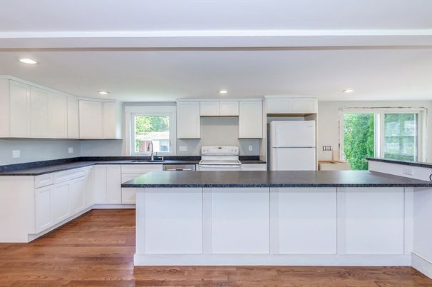 Interior, Kitchen, Recessed Lighting, Wood Texture Flooring