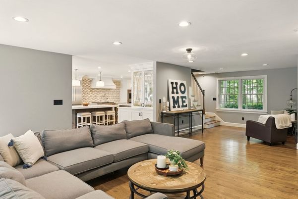 Dining room, Interior, Kitchen, Living room, Pendant Lights, Recessed Lighting, Wood Texture Flooring