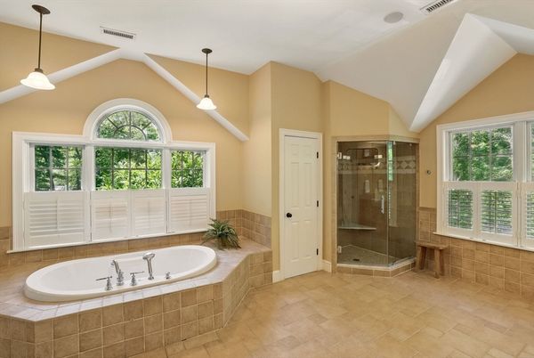 Bathroom, Glass Shower, Interior, Pendant Lights
