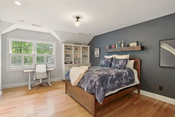Bedroom, Home Office, Interior, Recessed Lighting, Wood Texture Flooring