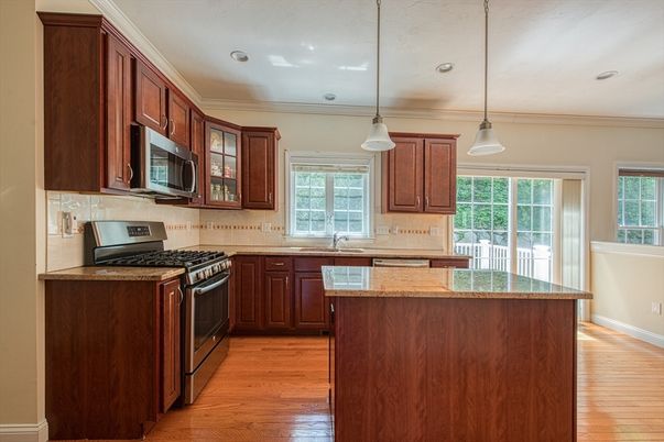 Interior, Kitchen, Pendant Lights, Recessed Lighting, Wood Texture Flooring