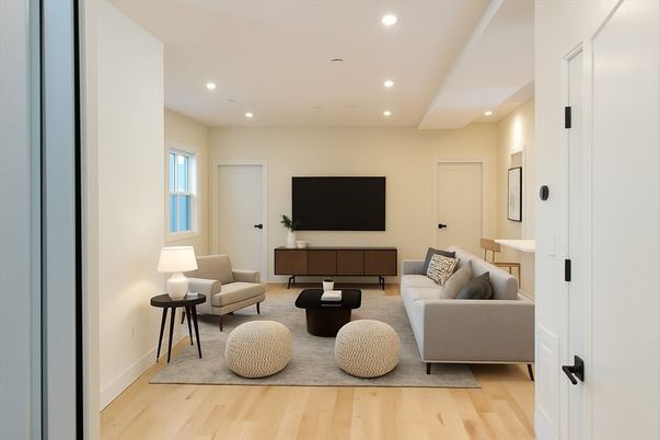 Interior, Living room, Recessed Lighting, Wood Texture Flooring