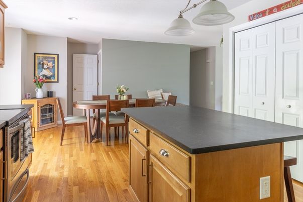 Dining room, Interior, Recessed Lighting, Wood Texture Flooring