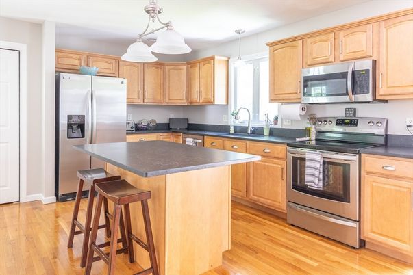Interior, Kitchen, Pendant Lights, Stainless Steel Appliances, Wood Texture Flooring