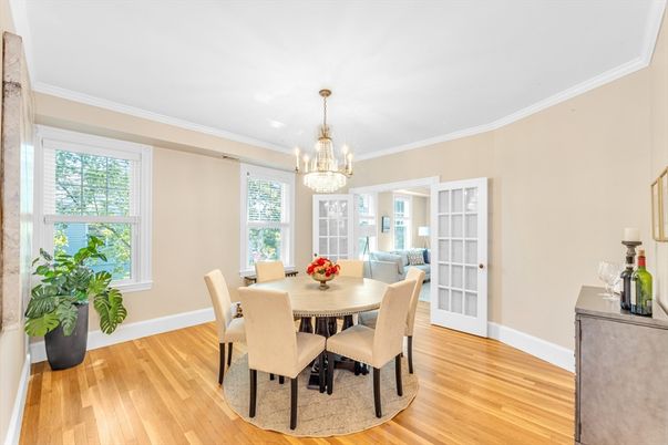 Chandelier, Dining room, Interior, Wood Texture Flooring