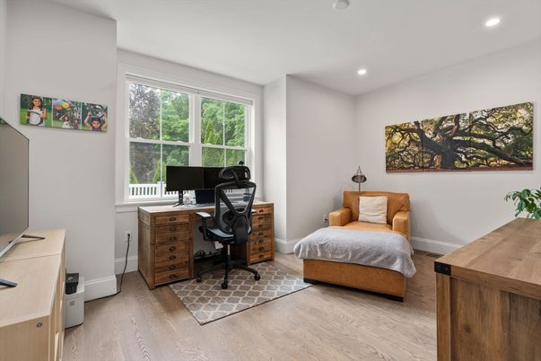 Home Office, Interior, Recessed Lighting, Wood Texture Flooring