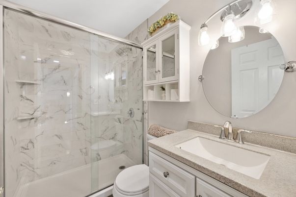 Bathroom, Glass Shower, Interior, Marble Walls