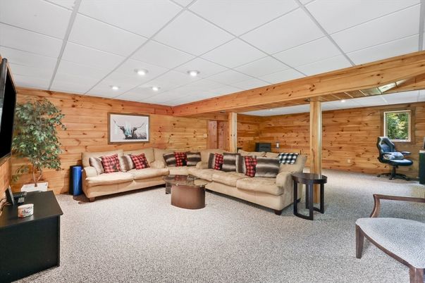Interior, Living room, Recessed Lighting, Wooden Walls