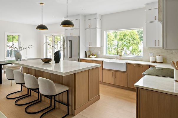 Interior, Kitchen, Pendant Lights, Recessed Lighting, Wood Texture Flooring