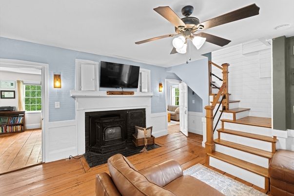 Fireplace, Interior, Wood Texture Flooring