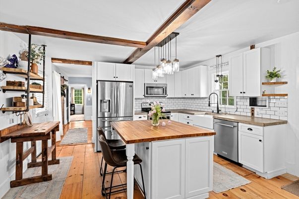 Interior, Kitchen, Pendant Lights, Stainless Steel Appliances, Wood Texture Flooring