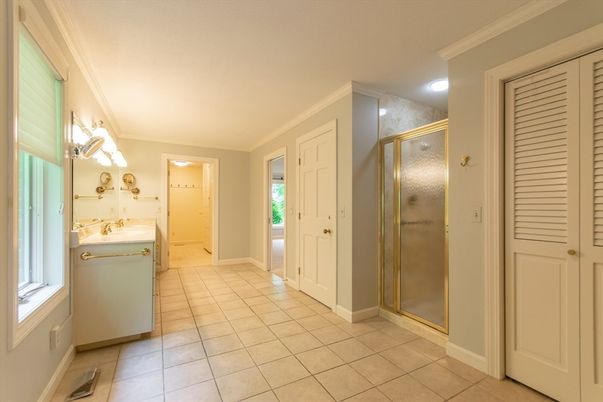 Bathroom, Glass Shower, Interior, Recessed Lighting