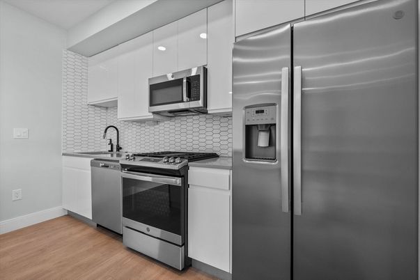 Interior, Kitchen, Stainless Steel Appliances, Wood Texture Flooring