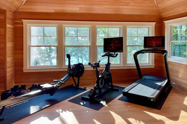 Fitness Equipment, Interior, Wooden Ceilings, Wood Texture Flooring, Wooden Walls