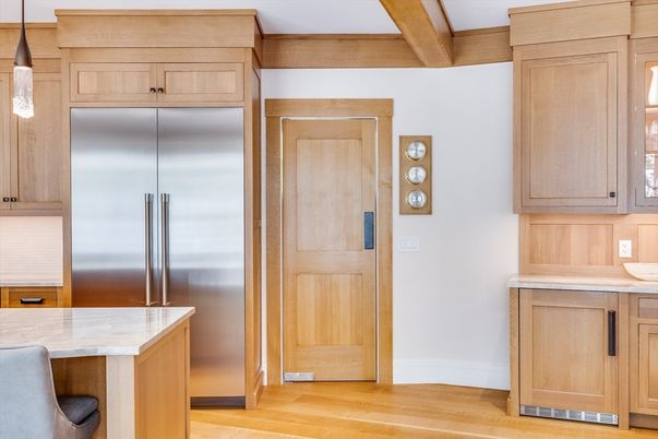 Interior, Kitchen, Pendant Lights, Stainless Steel Appliances, Wood Texture Flooring
