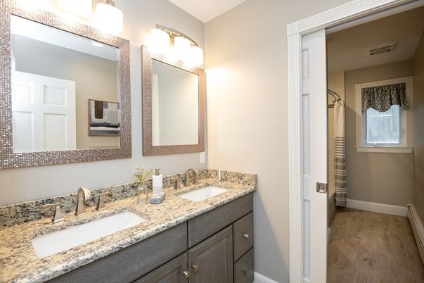 Bathroom, Dual Sink Vanities, Interior, Wood Texture Flooring