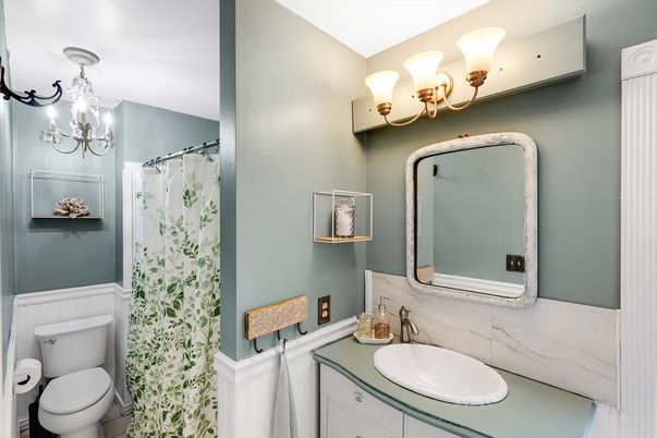 Bathroom, Chandelier, Interior