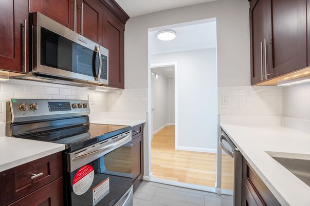 Interior, Kitchen, Stainless Steel Appliances, Wood Texture Flooring