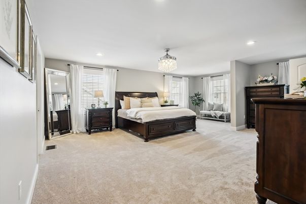 Bedroom, Chandelier, Interior, Recessed Lighting