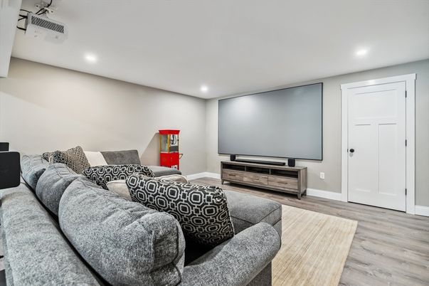Interior, Living room, Recessed Lighting, Wood Texture Flooring