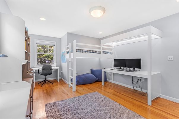 Home Office, Interior, Recessed Lighting, Wood Texture Flooring