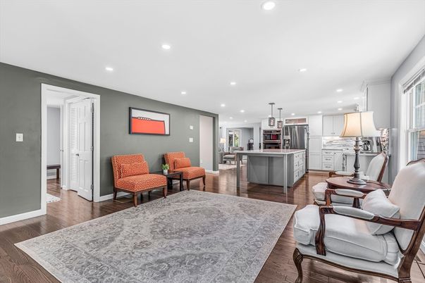Interior, Kitchen, Living room, Pendant Lights, Recessed Lighting, Stainless Steel Appliances, Wood Texture Flooring