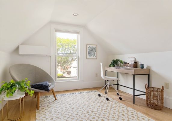 Home Office, Interior, Recessed Lighting, Wood Texture Flooring
