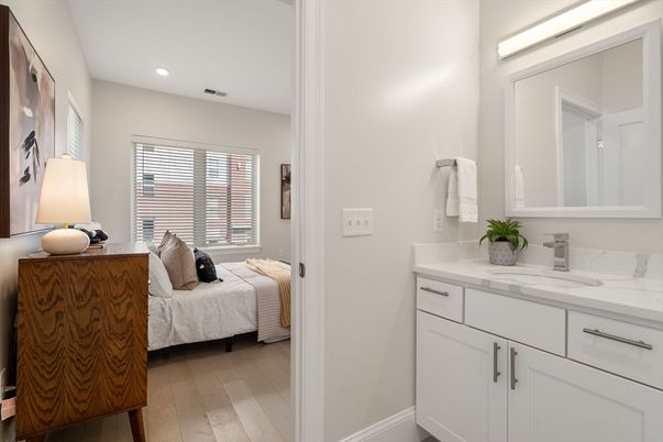 Bathroom, Bedroom, Interior, Recessed Lighting, Wood Texture Flooring