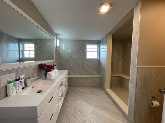 Bathroom, Dual Sink Vanities, Interior, Marble, Marble Walls